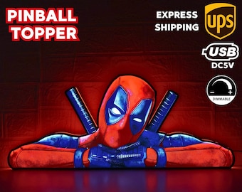 Deadpool Pinball LED Lightbox, Deadpool Pinball Topper, USB powered and with Dimming Function, designed for Stern Pinball