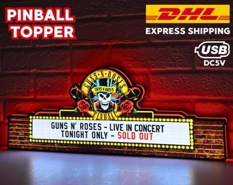 The Guns N Roses Pinball LED Lightbox, The Guns N Roses Pinball Topper, USB powered and with Dimming Function, design for Stern Pinball