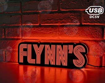 Flynn's Arcade LED Sign | Great Nostalgic Decoration | Fully Dimmable & Powered by USB