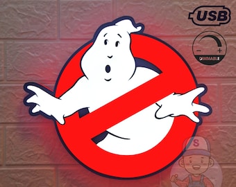 No Click Bait Price |Ghostbusters Logo Lightbox | USB Powered with Dimming Control | Perfect Decor with your Ectomobile or Ecto-1