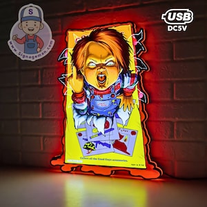 Chucky Halloween Lightbox | Horror Movie and Spooky collection| USB Powered with Dimming Control | Perfect Decor with your Chucky Collection
