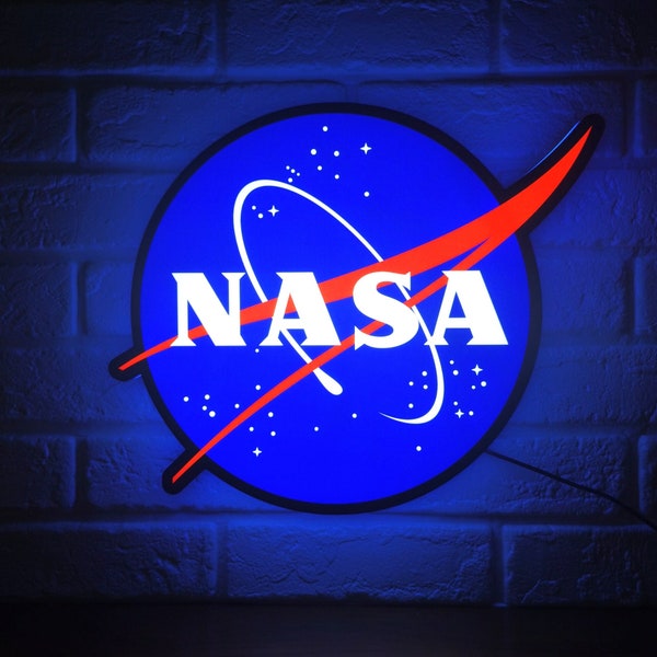 NASA Logo Sign LED Lightbox | Fully Dimmable & Powered by USB