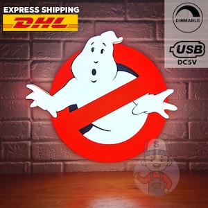 Ghostbusters Logo Lightbox | USB Powered with Dimming Control | Perfect Decor with your Ectomobile or Ecto-1 (Fast Shipping)