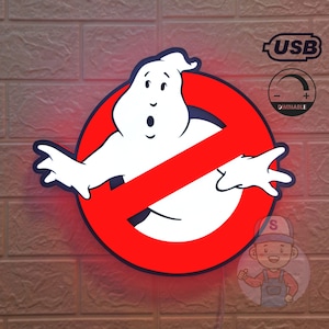 No Click Bait Price |Ghostbusters Logo Lightbox | USB Powered with Dimming Control | Perfect Decor with your Ectomobile or Ecto-1