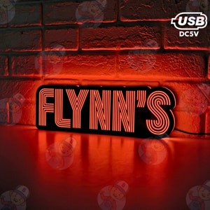 Flynn&#39;s Arcade LED-Schild | Tolle Nostalgische Dekoration | Voll dimmbar und betrieben über USB