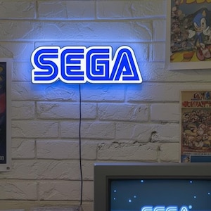 SEGA Logo Light: 3D Printed USB Lamp, Gaming Room Decor