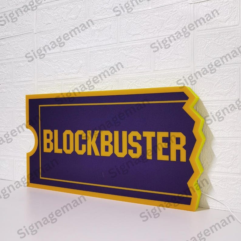 Blockbuster Video Sign With Yellow Sidelit (halo Effect) | Dimmable LED ...