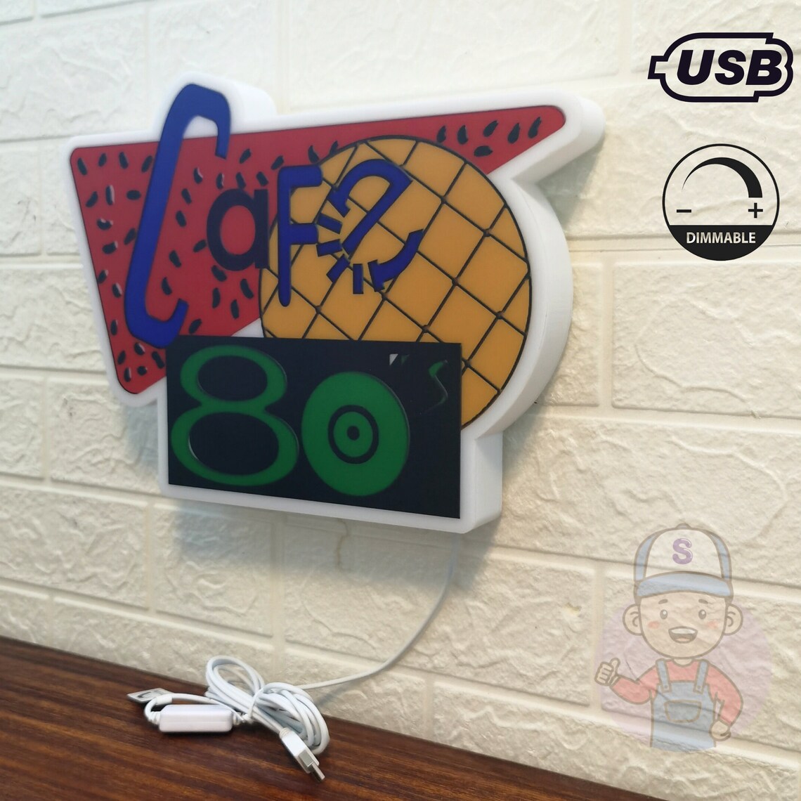 Cafe 80s Back to the Future LED Lightbox Fully Dimmable & Etsy