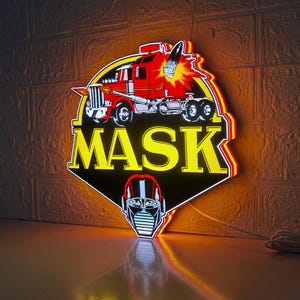 M.A.S.K. Kenner LED Lightbox Sign - 3D Printed Logo, USB Powered, 4 Sizes