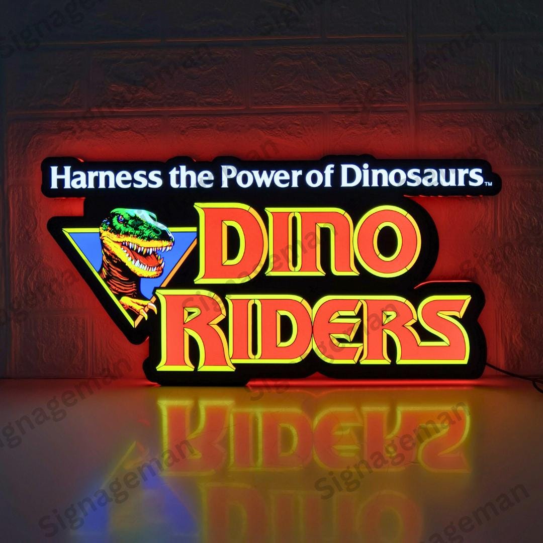 Dino Riders LED Sign – 3D Printed Retro Wall Decor - Etsy Canada