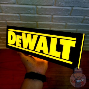 DeWalt Tool LED Lightbox | Fully Dimmable & Powered by USB - *Different Sizes* - Perfect for Garage Workshop Decoration