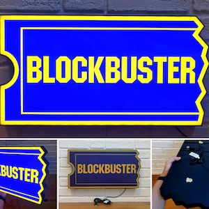 Blockbuster Video Sign LED Lightbox | Dimmable & USB Powered | Home Theatre Sign, Home Cinema Sign, Man Cave Sign | Gift for Movie Geek