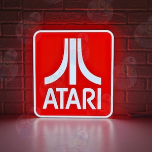 Letrero luminoso ATARI: decoración para sala de juegos, alimentado por USB
