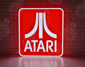 ATARI Sign for Gaming Room Decor | USB Powered Extra Long Cable | Full Dimming Control | Include Both Adhesive & Non Adhesive Wall Mount Kit