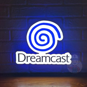 SEGA Dreamcast Sign for Gaming Room Decor | 3D Printed LED Lightbox with Extra Long USB Cable and Dimming Function | Perfect Man Cave Lights