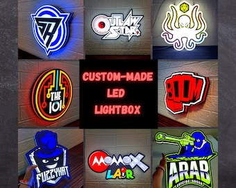 Maßgeschneiderte Lightbox / LED-Signage [Jede Form, Design, Größe] Ideal für Business, Sport Team, GameTag. (Kostenloses Design Mock-Up)