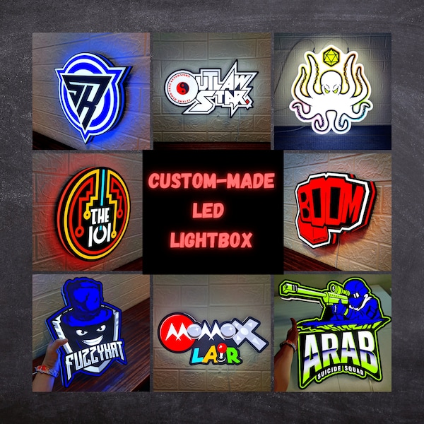 Custom made Lightbox / LED Signage [Any shape, Design, Size] Great for Business , Sport Team, GameTag. (Free Design Mock-Up)