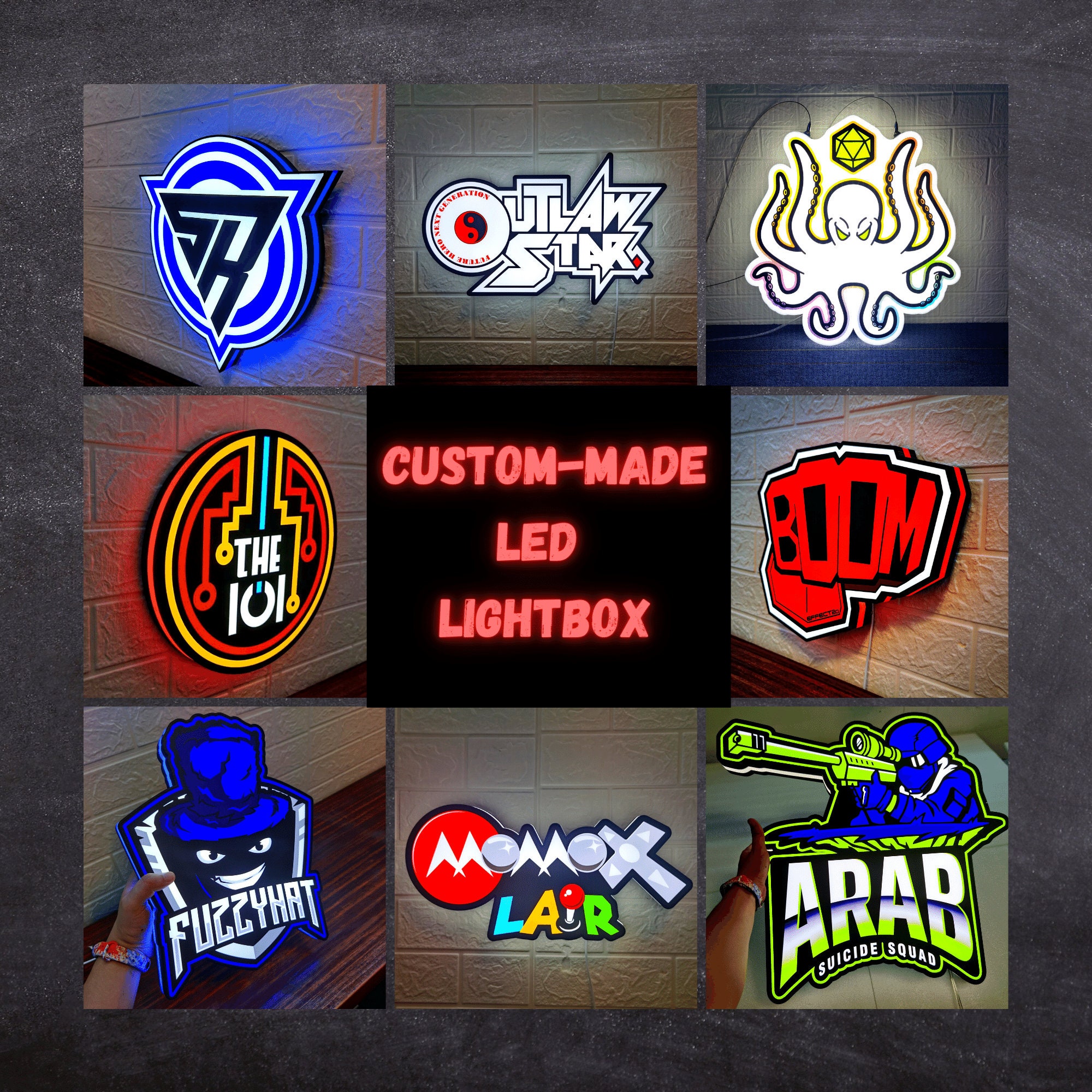 Custom made Lightbox / LED Signage [Any shape, Design, Size] Great for  Business , Sport Team, GameTag. (Free Design Mock-Up)