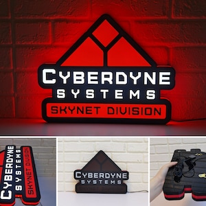 Cyberdyne Systems Terminator LED Sign | Great Nostalgic Decoration | Fully Dimmable & Powered by USB | Multiple Size Option Available