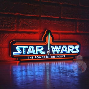 Star Wars &quot;The Power of the Force&quot; Vintage Collection Kenner toy logo LED Lightbox | Extra Long USB Cable with Dimming Function