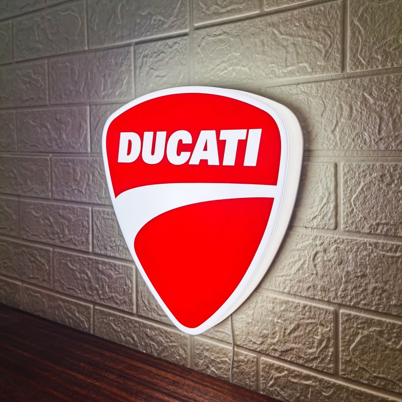Ducati Motorcycle LED Lightbox , Ducati Scrambler, Perfect Motorcycle Gifts, Garage Sign 3D Printed, USB Powered & Full Dimmable image 2