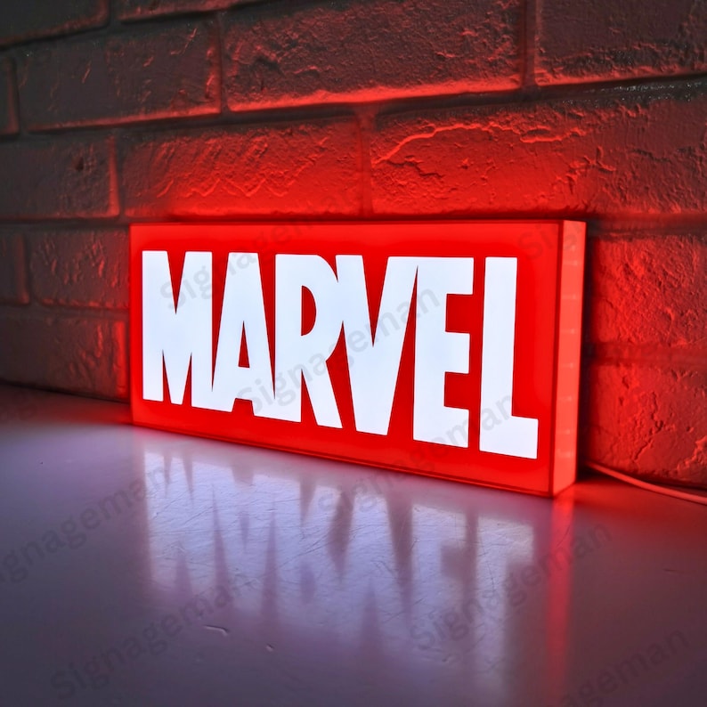 Marvel Led Box Marvel Logo LED Lightbox | 3D Printed Man Cave Decor - Etsy