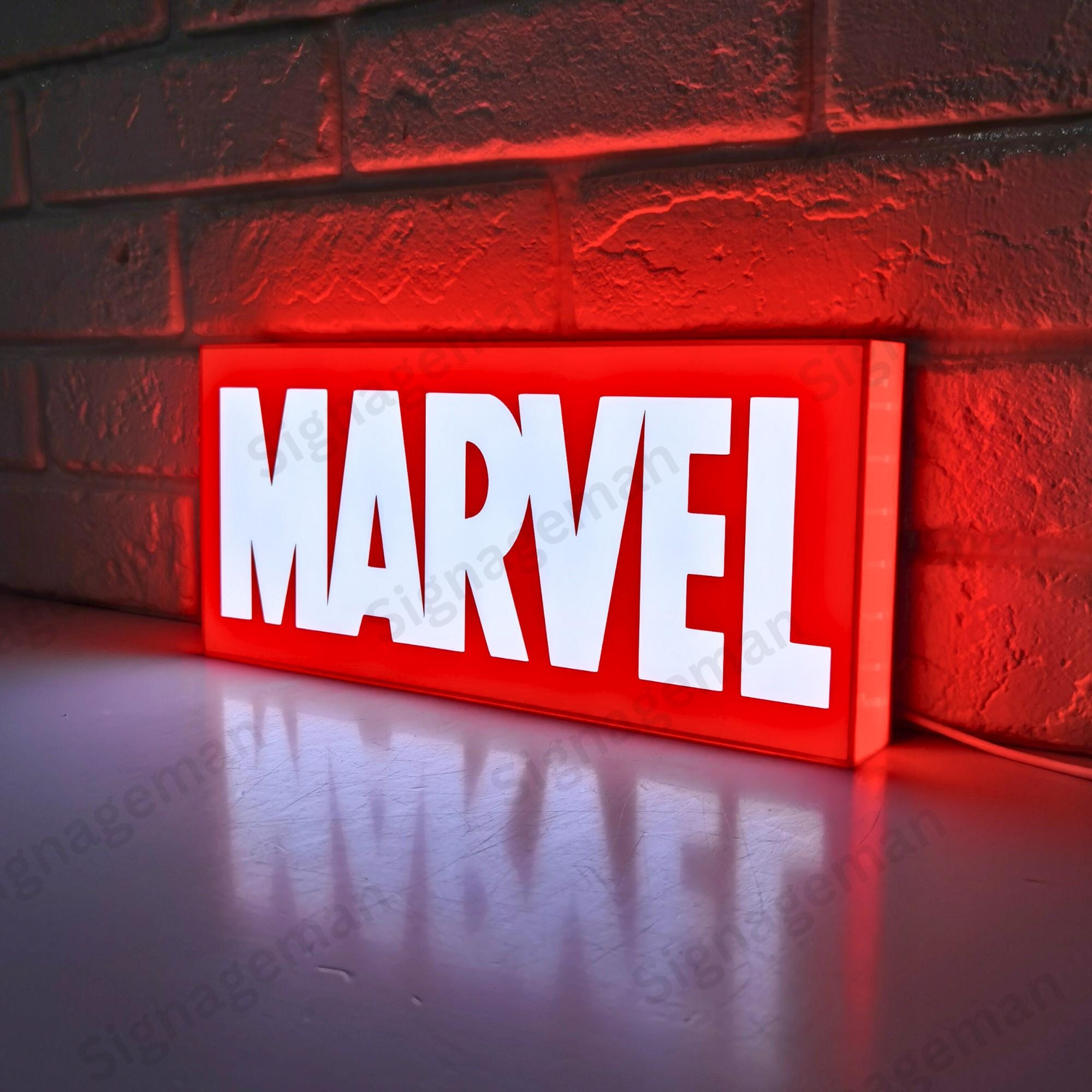 MARVEL ロゴ LIGHT BOX マーベル ライトボックス Marvel Logo LED Lightbox | 3D Printed Man Cave Decor - Etsy