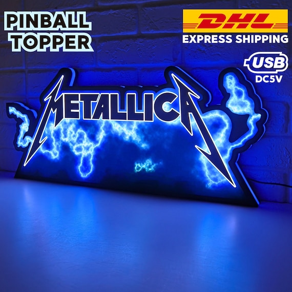 Boîte lumineuse à LED Metallica Pinball, décoration de flipper