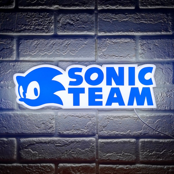 Sonic The Hedgehog Sonic Team Design Lightbox, Hedgehog Gifts, imprimé en 3D et alimenté par USB avec fonction de gradation, idéal pour les fans de SEGA