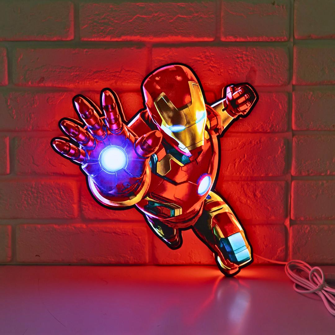 Super héros Iron Man Spiderman masque 3D veilleuse lampe d'ambiance 7