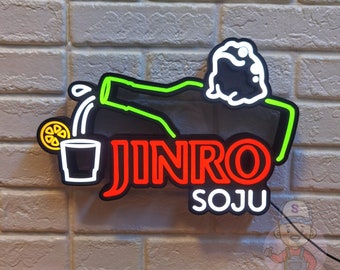 Jinro SoJu Sign, Pub Beer Signs, Home Bar Party Decor, Basement Bar Light, Korea Restaurant Signage, Neon LOGO Art, Welcome Sign