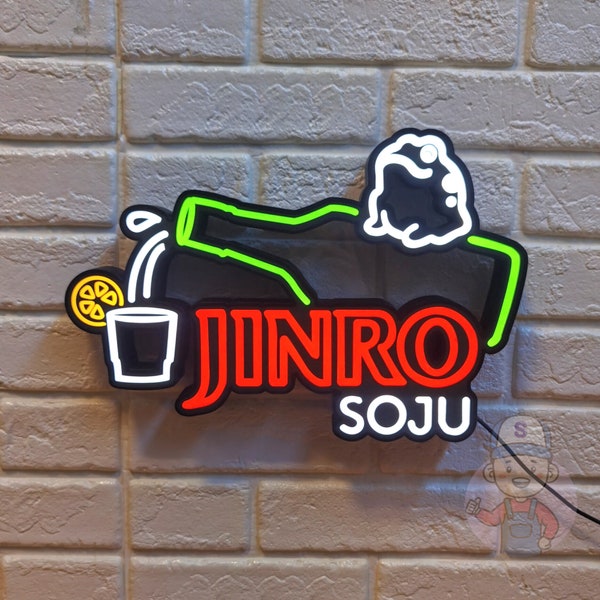 Jinro SoJu Sign, Pub Beer Signs, Home Bar Party Decor, Basement Bar Light, Korea Restaurant Signage, Neon LOGO Art, Welcome Sign