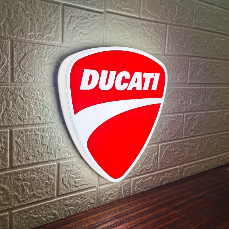 Ducati Motorcycle LED Lightbox , Ducati Scrambler, Perfect Motorcycle Gifts, Garage Sign 3D Printed, USB Powered & Full Dimmable image 3