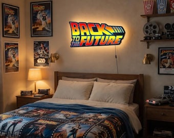 Back To The Future (BTTF)  Logo LED Lightbox | Fully Dimmable & Powered by USB