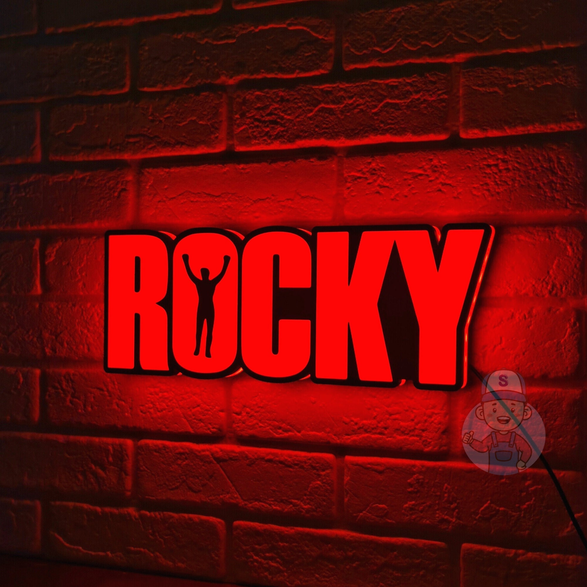 【テツ・新品 No 44】 ポップアートパネル ロッキー バルボア 映画 Rocky Balboa LED Lightbox: Dimmable USB Wall Art - Etsy