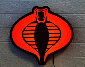 Cobra (G.I. Joe) Logo & G.I. JOE Logo 3D printed LED Sign | G.I. Joe Decoration and Gift | USB Powered with Dimming Function