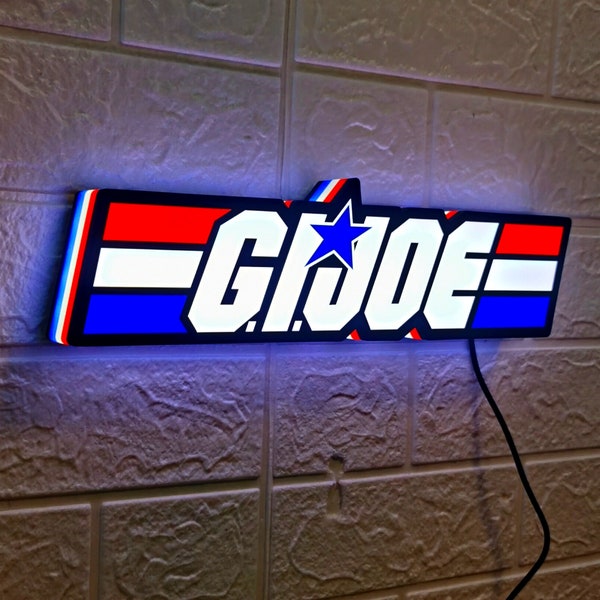 G.I. JOE Logo & Cobra (G.I. Joe) Logo 3D printed LED Lightbox | G.I. Joe Decoration and Gift | USB Powered with Dimming Function