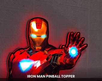 Iron Man Pinball Topper | LED Marvel Sign (USB Powered) | Gift for Pinball Owners