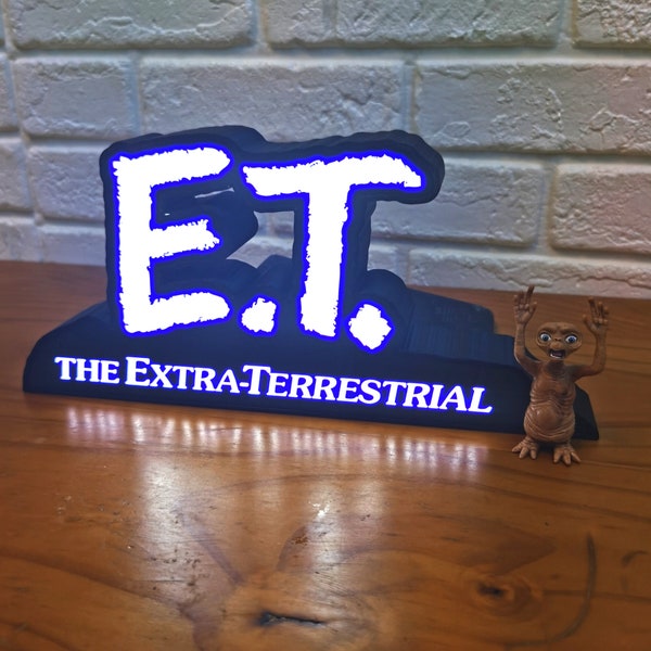 E.T. The Extra-Terrestrial LED Sign | USB Powered with Dimming Control | Perfect Décor with your E.T. figures | Gift for Vintage Collector