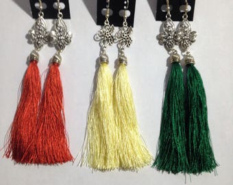 Silk Thread Tessel Earring 3 pair/ Tassel Earrings /Silk thread Dangle Earrings