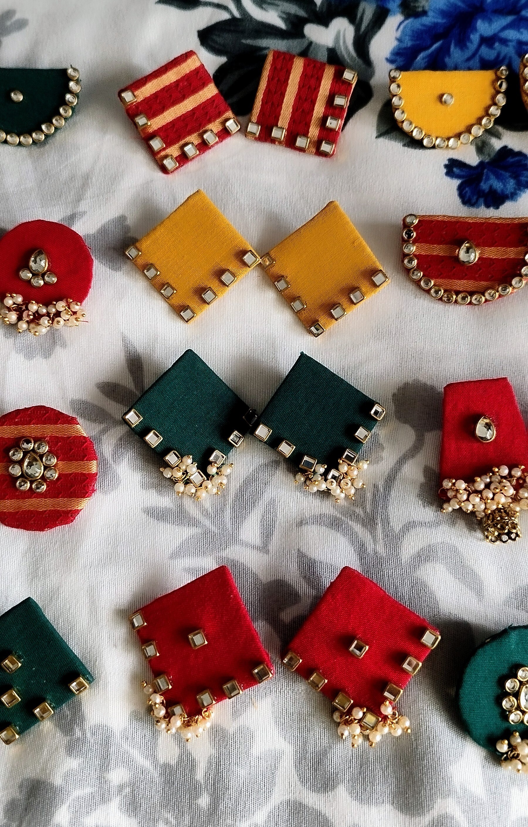 Buy Fabric Earrings 12 Pair Fabric Jhumkasbulk Order, Kundan Earrings