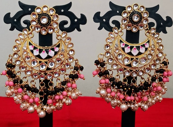 Kundan meena earrings deals