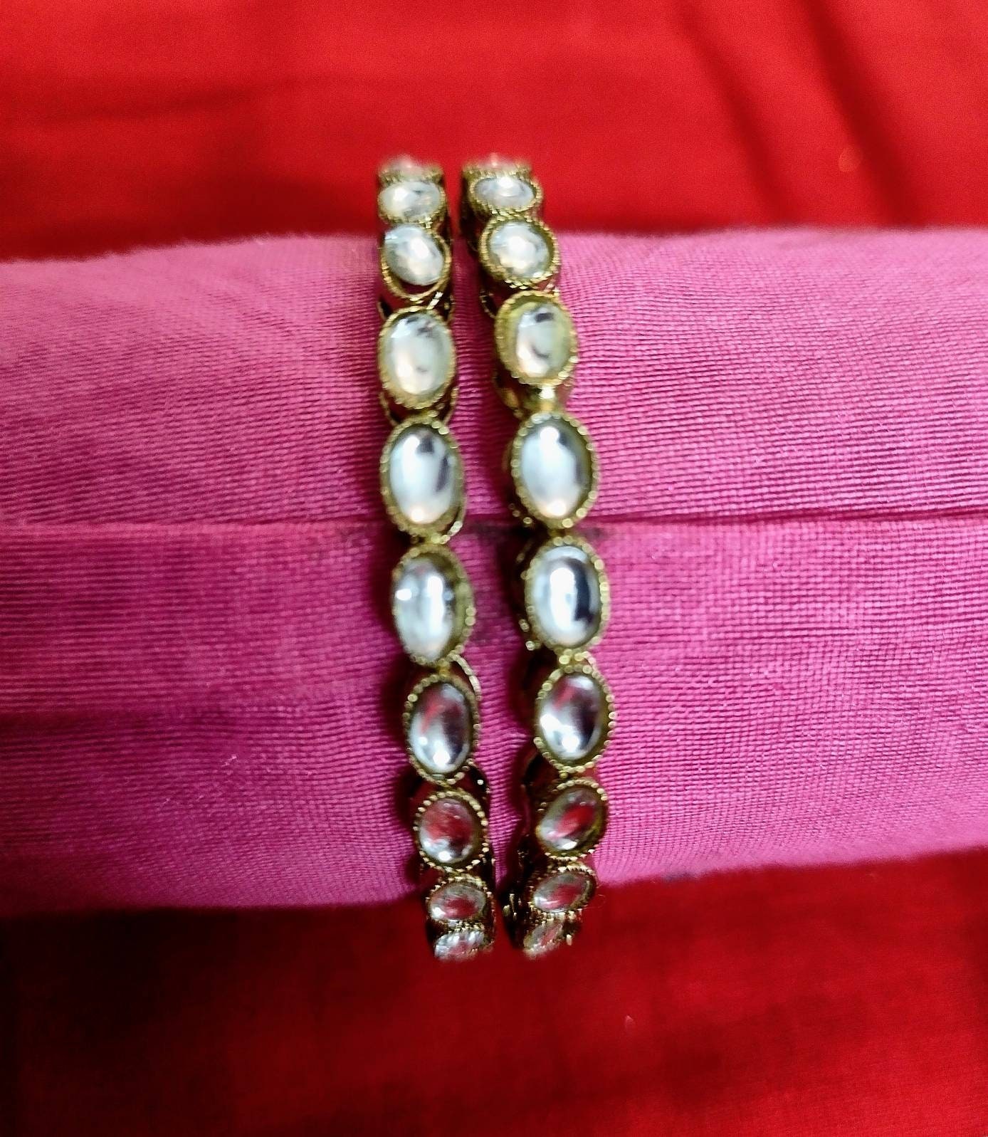 Buy Kundan Kada 4 Piece2 Pair Antique Gold Kundan Bangles Wedding Bridesmaid Designer Bangles