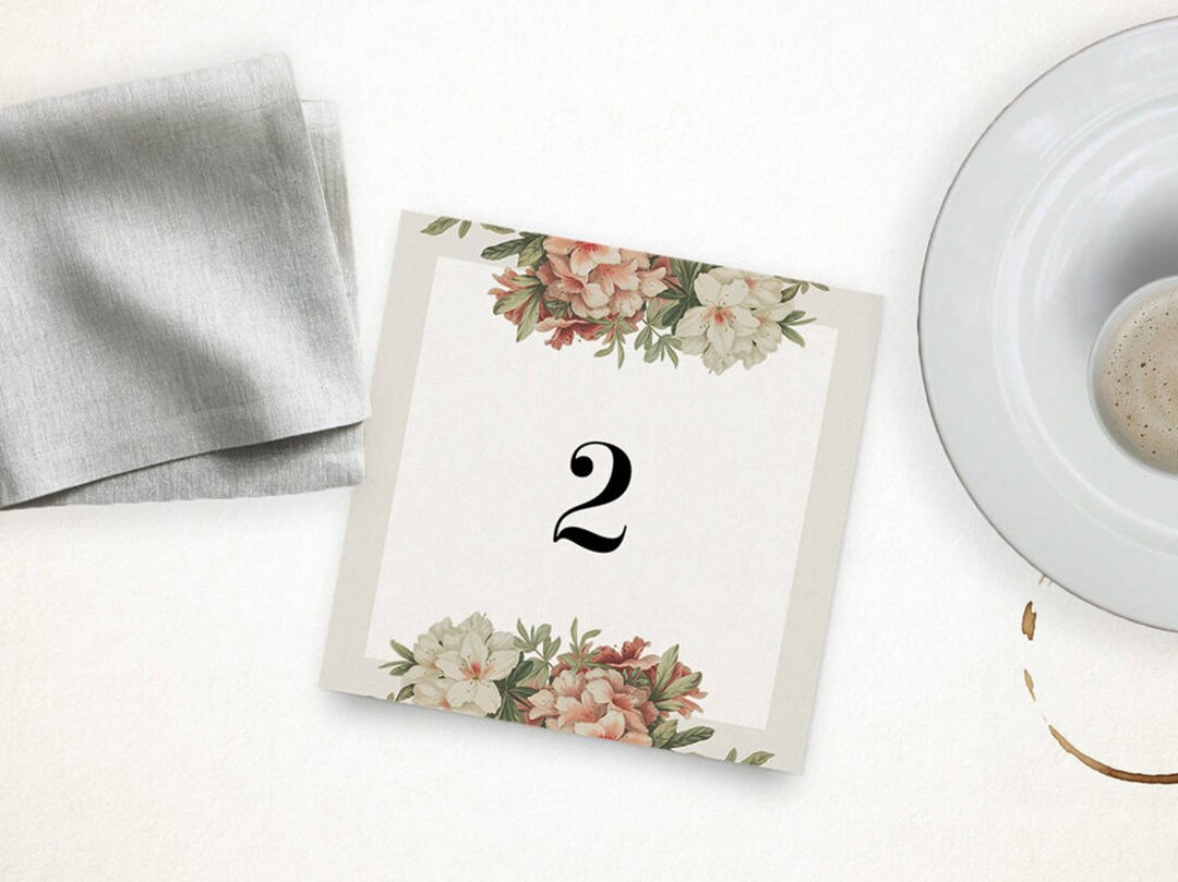 Printable Wedding Table Numbers / Printable Template / Floral / AZALEA ...