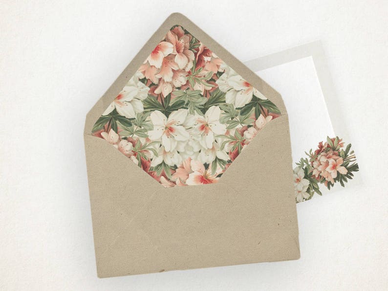 Printable Envelope Liners / A7 and A2 / Floral / AZALEA Etsy