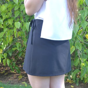 Asymmetric Mini Wrap Skirt with Tie Detail image 3