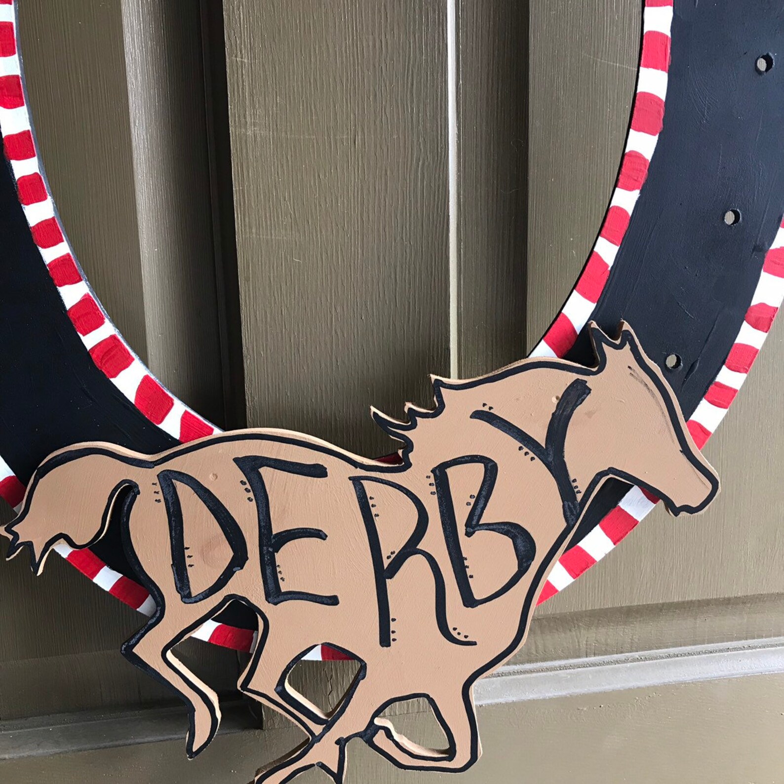 Kentucky Derby Door Hanger Horseshoe Derby Sign Derby Door Etsy
