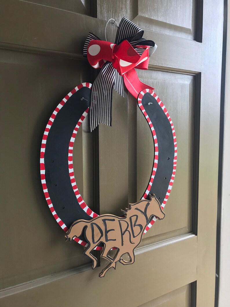 Kentucky Derby Door Hanger Horseshoe Derby Sign Derby Door Etsy