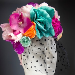 Flamenco Flower Crown |  Frida Flower Crown | Hot Pink and Turquoise Flower Crown | Spanish Flower Headpiece
