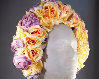 Pink and Purple Rose Flower Crown | Garden Flower Headpiece